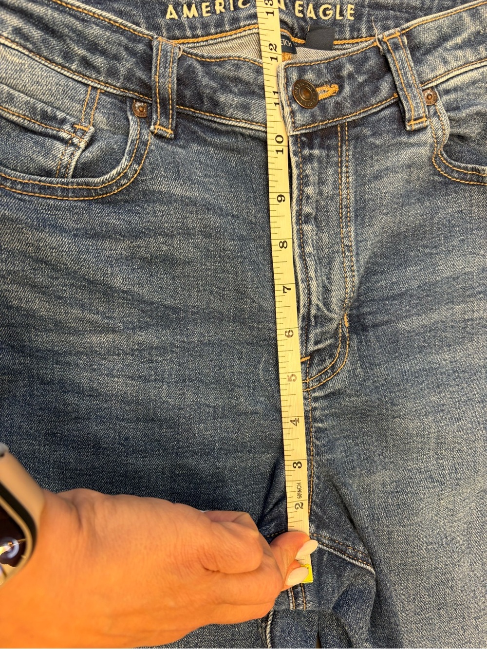 American Eagle Outfitters Stretch Mom Jeans in Medium Blue Wash - Picture 11 of 12